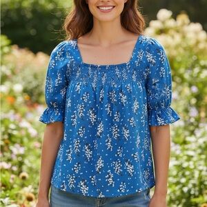 MELLODAY Blue Floral Blouse